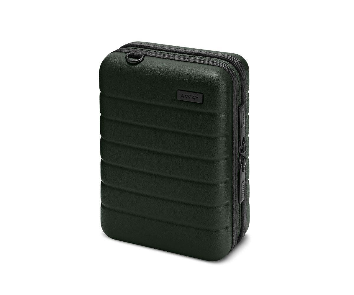 Hardsided mini suitcase displayed from the front in Green.