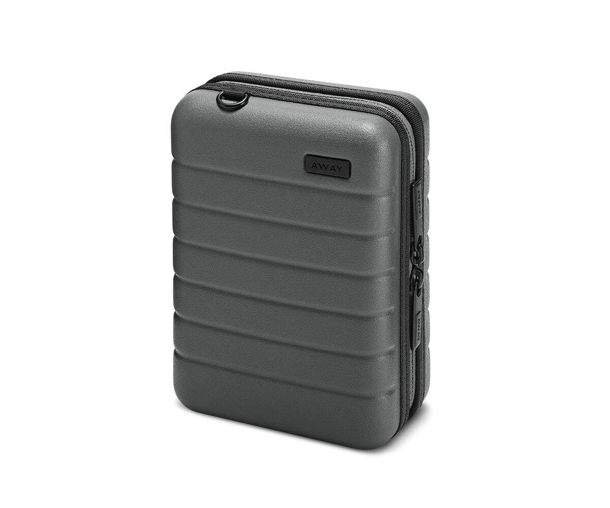 Hardsided mini suitcase displayed from the front in Asphalt.