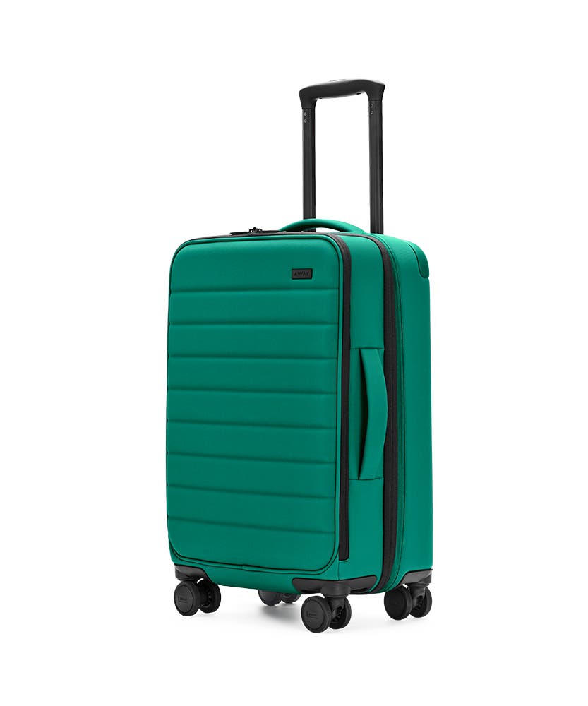 Sea-green Expandable Carry-On softside with raised telescopic handles shown at an angle.