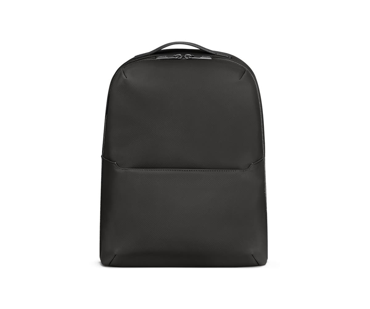 Small backpack in black with one small pocket in the front.
