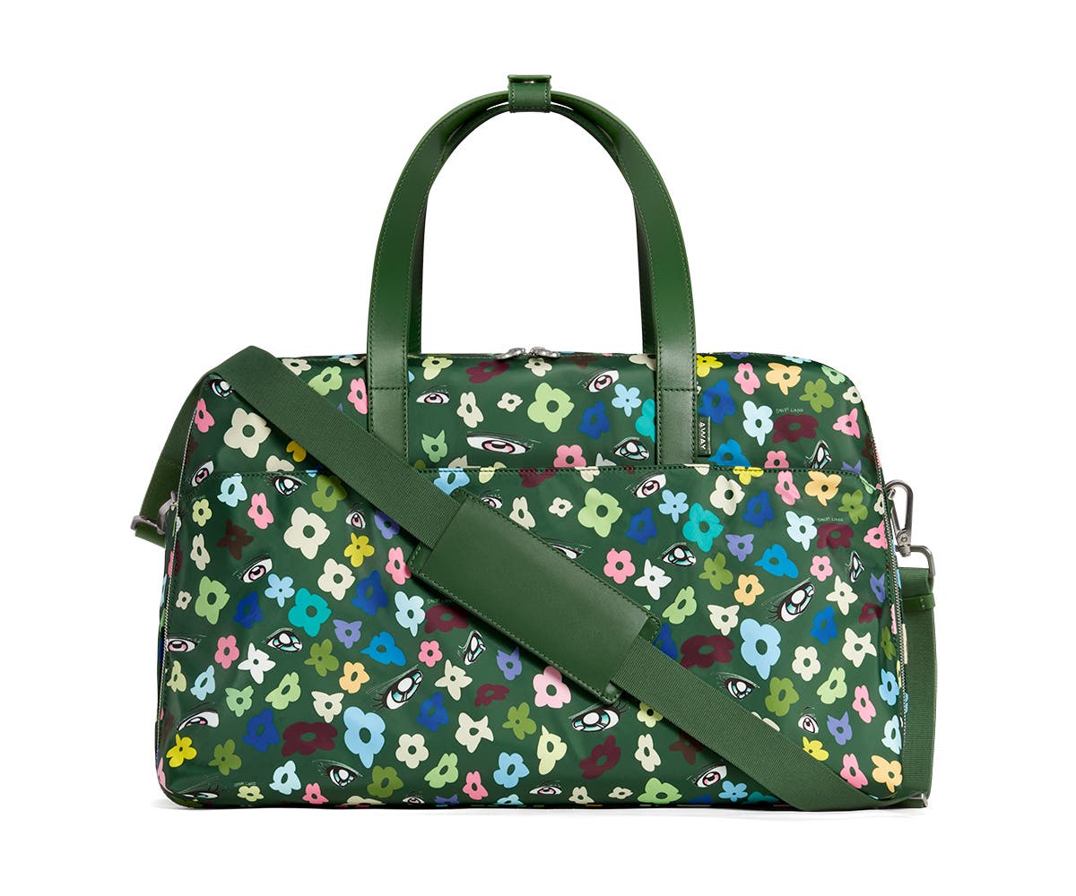 The Large Everywhere Bag by Sandy Liang in green floral print and a shoulder strap