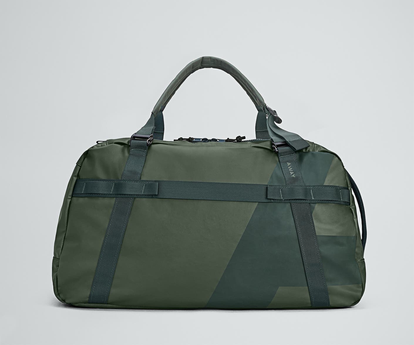 Front view of the Away For All Routes Duffle 55 Liters in green