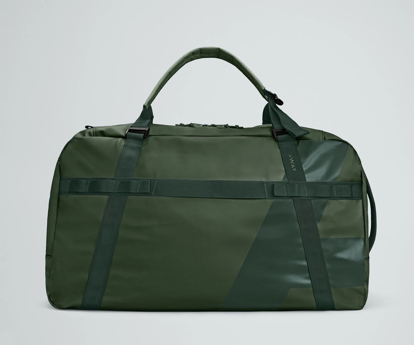 Front view of the Away For All Routes Duffle 70 Liters in green