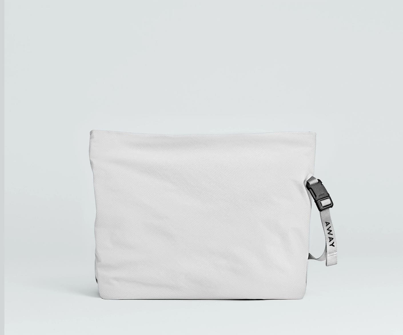 Front view of the Away For All Routes Large Pouch in white