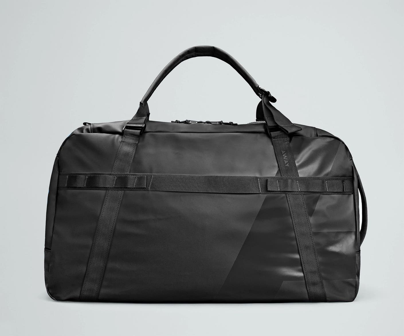 Front view of the Away For All Routes Duffle 70 Liters in black