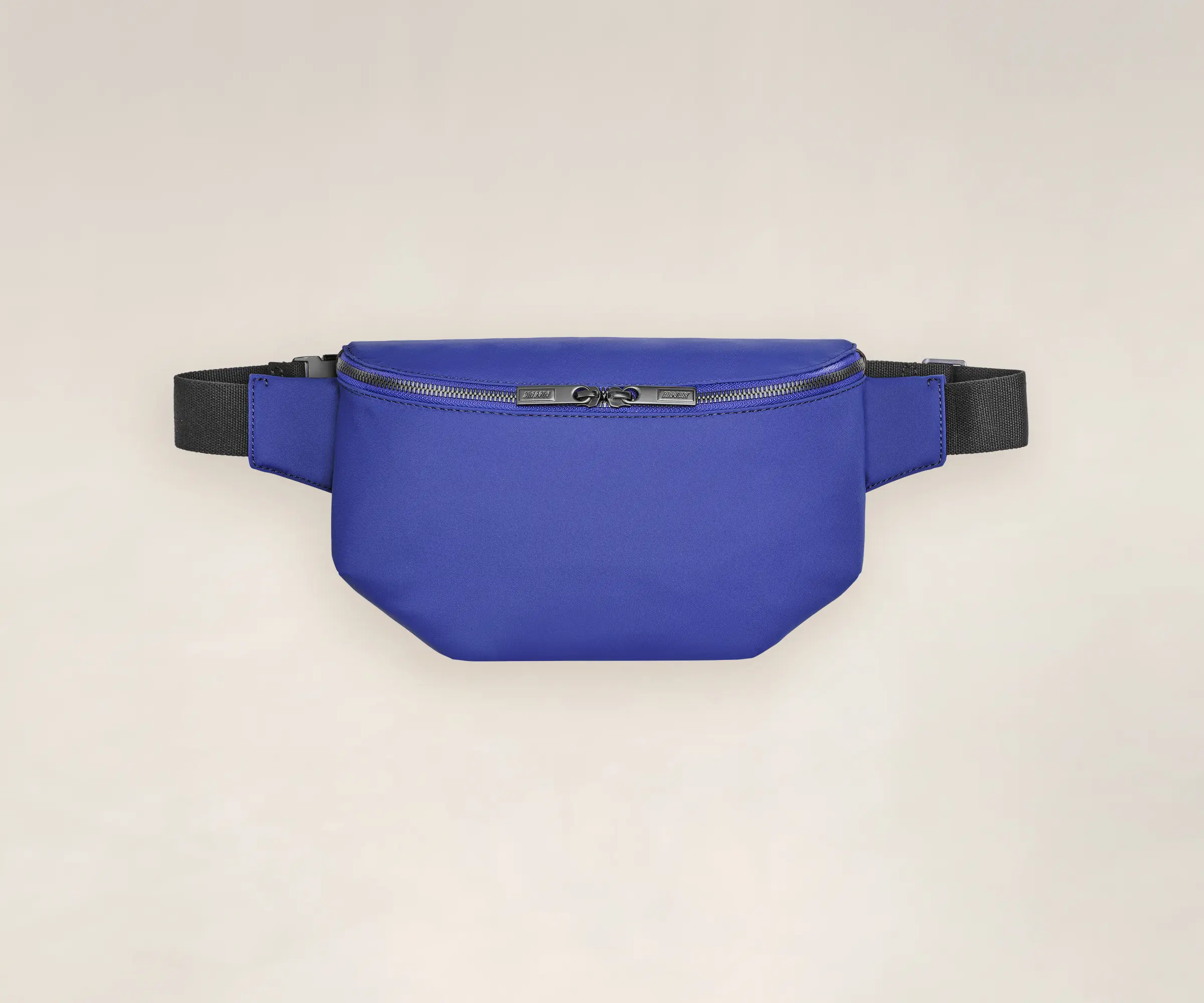 A front view of a sling bag in cobalt.